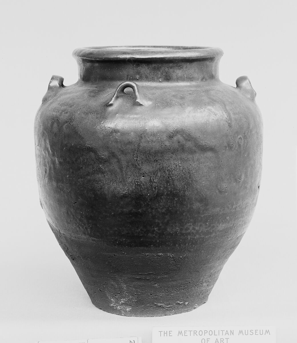 Tea Jar, Clay covered with glaze over dark red (Satsuma ware), Japan 