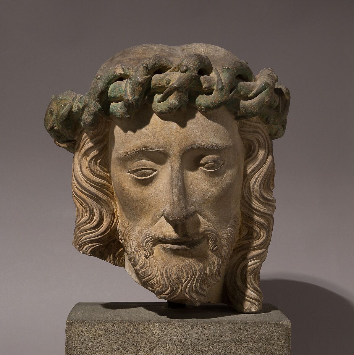 Head of Christ, Limestone, paint, French 