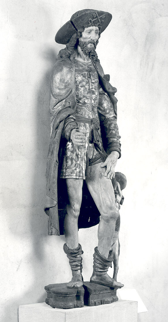 Saint Roch, Oak with paint and gilding, French