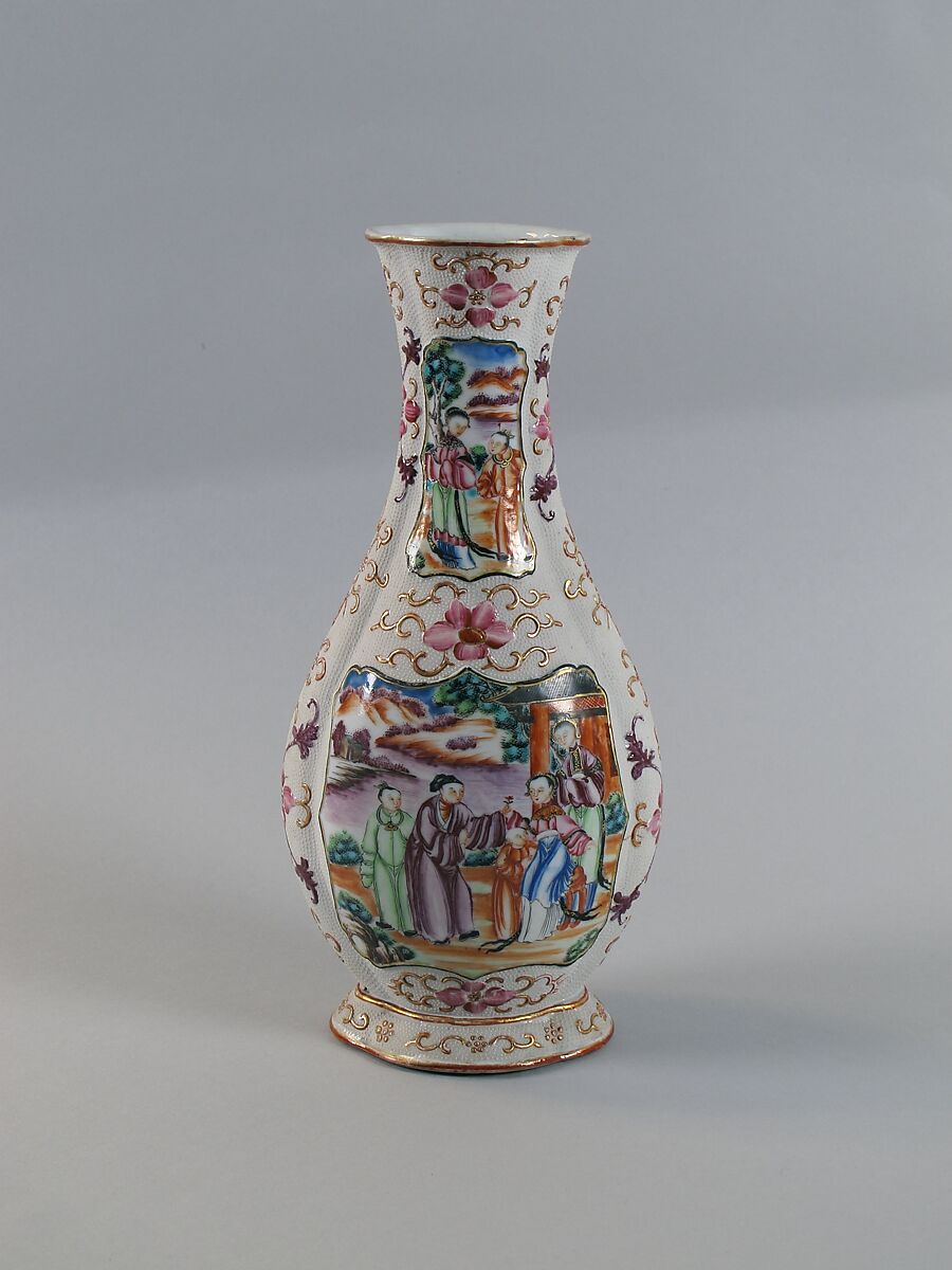 Vase with figures, Porcelain painted in overglaze polychrome enamels (Jingdezhen ware, enamel painted in Canton), China