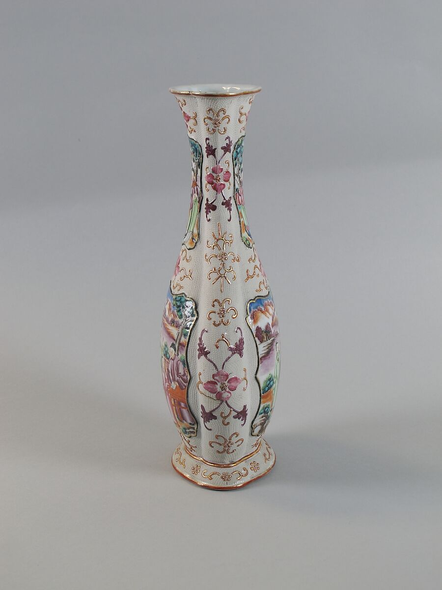 Vase with figures, Porcelain painted in overglaze polychrome enamels (Jingdezhen ware, enamel painted in Canton), China