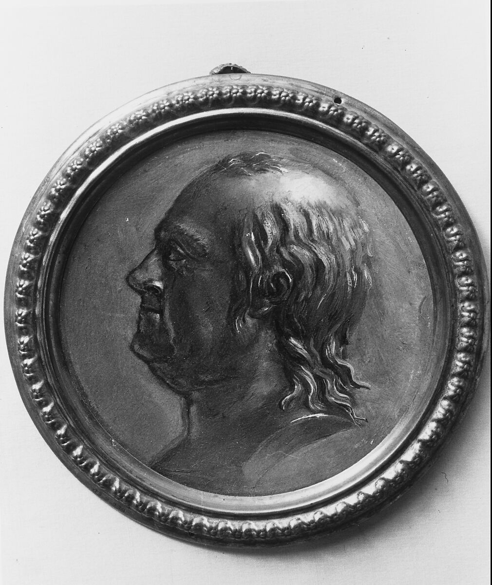 Plaque Portrait of Benjamin Franklin, Oil on cardboard 