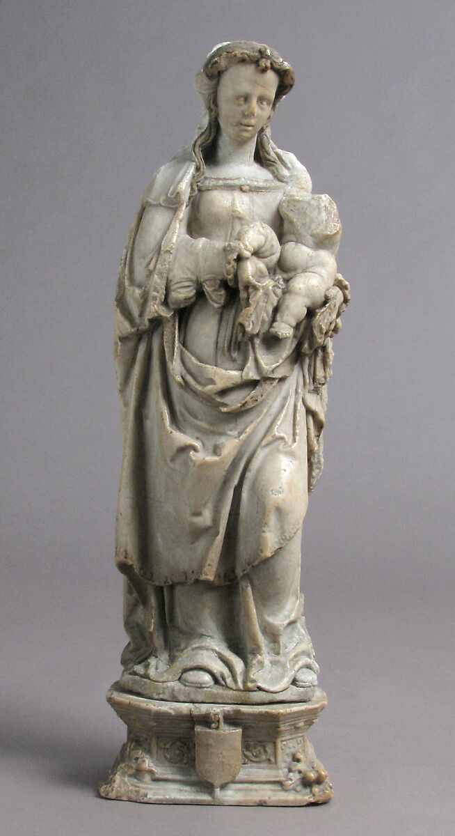 Virgin and Child, Marble, gilt, French 