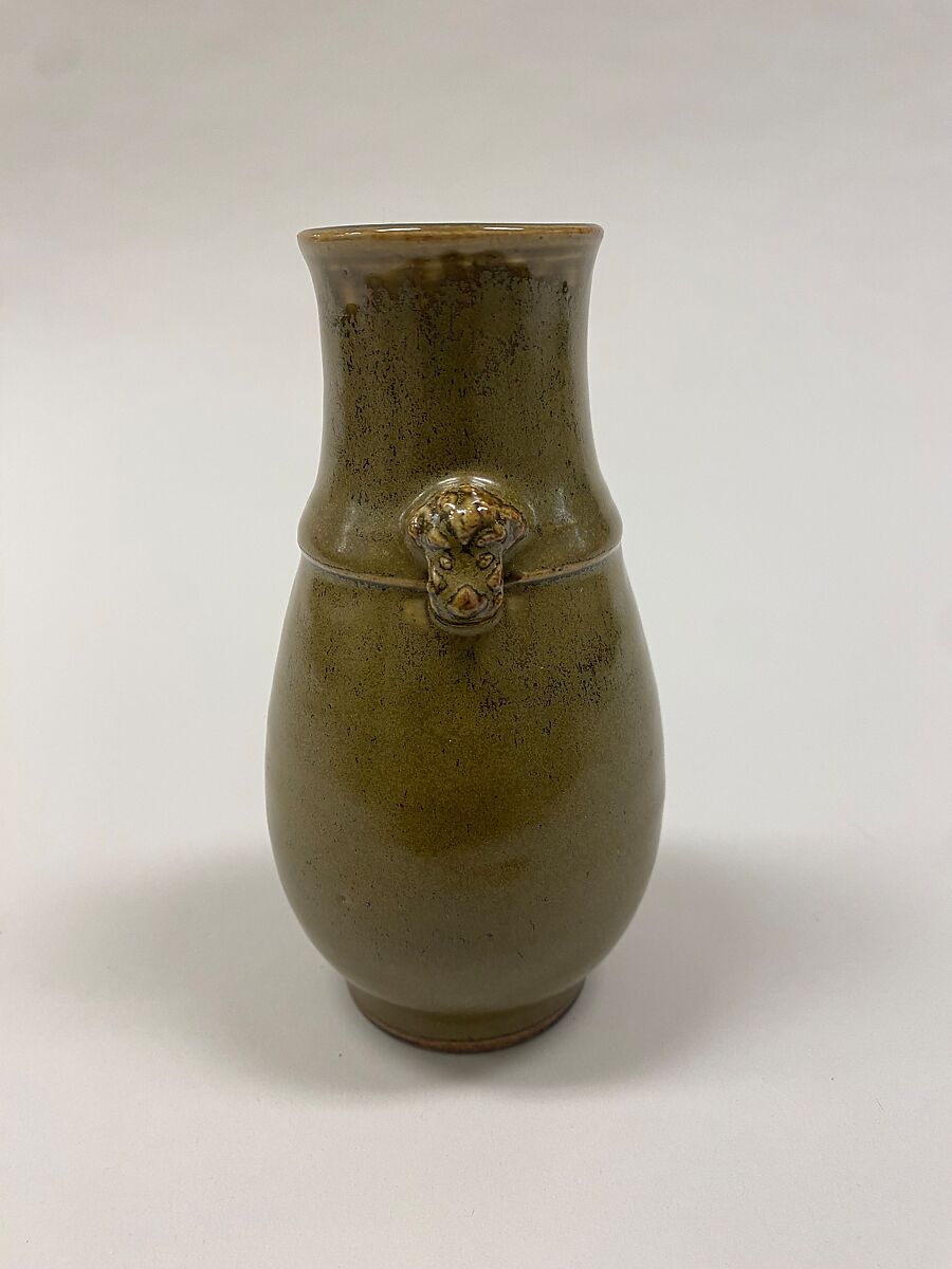 Vase with animal masks, Porcelain with tea-dust glaze (Jingdezhen ware), China