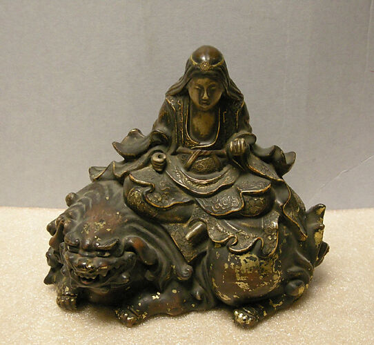 Monjū, the Bodhisattva of Wisdom, on a Lion