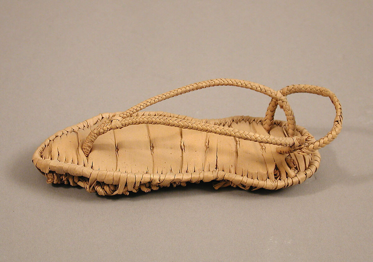 Pair of Sandals, Palm leaf with the inner sole made of strips, the lower sole in basket weave, and the straps plaited, Coptic