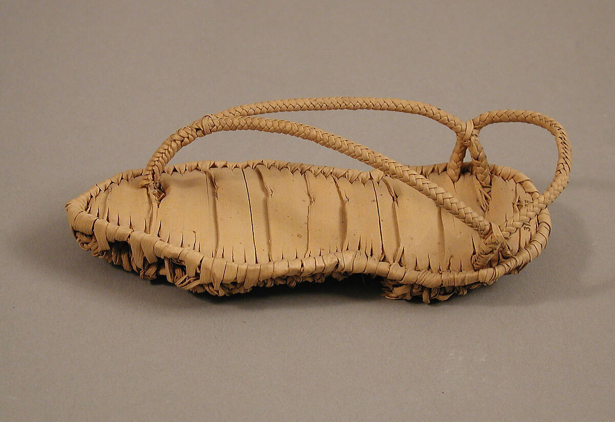 Pair of Sandals, Palm leaf with the inner sole made of strips, the lower sole in basket weave, and the straps plaited, Coptic