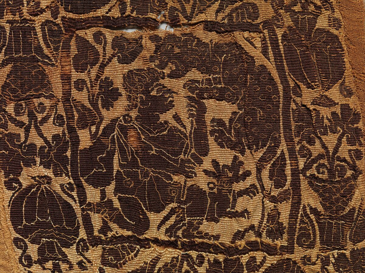 Square with a Hunting Scene, Linen, wool, Byzantine