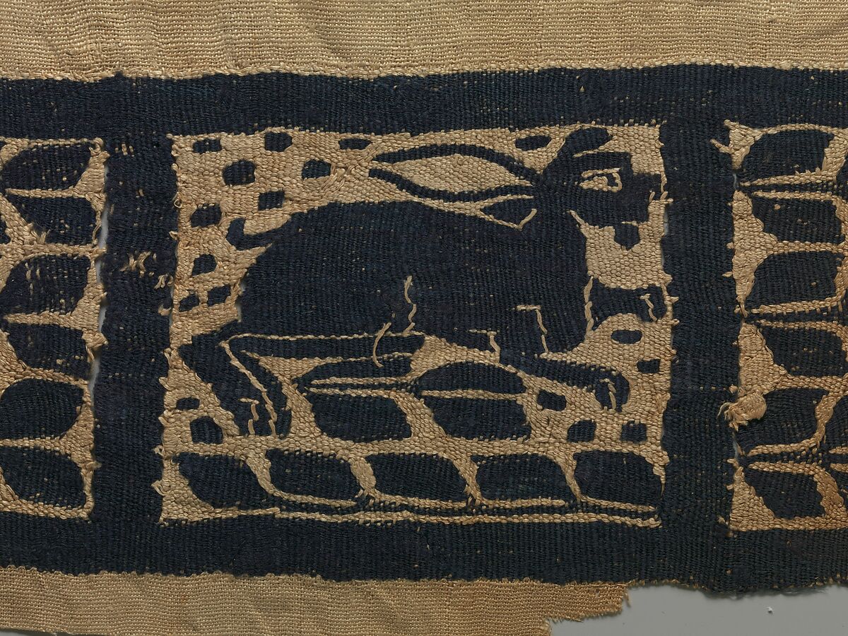 Fragment of a Band with a Hare, Linen, wool, Byzantine