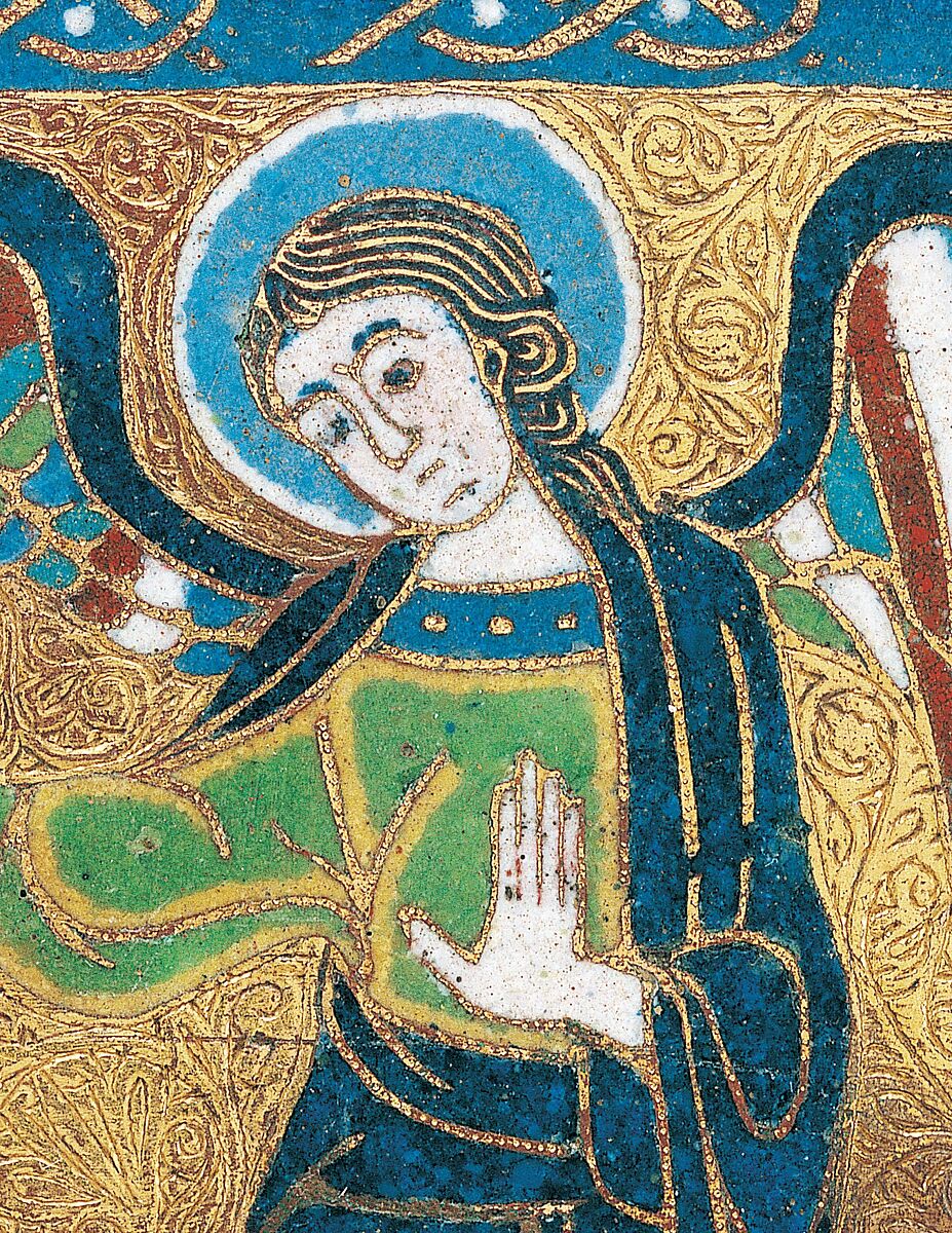 Plaque with Censing Angels, Champlevé enamel, copper gilt, French