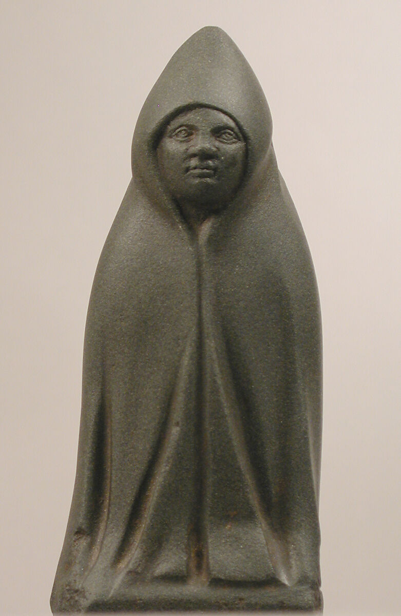 Statuette, Hooded Figure, Dark Green Sandstone, Celtic 