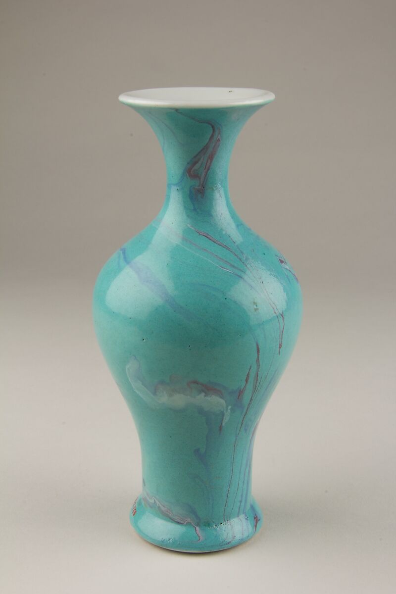 Vase, Porcelain with marbled glaze, China