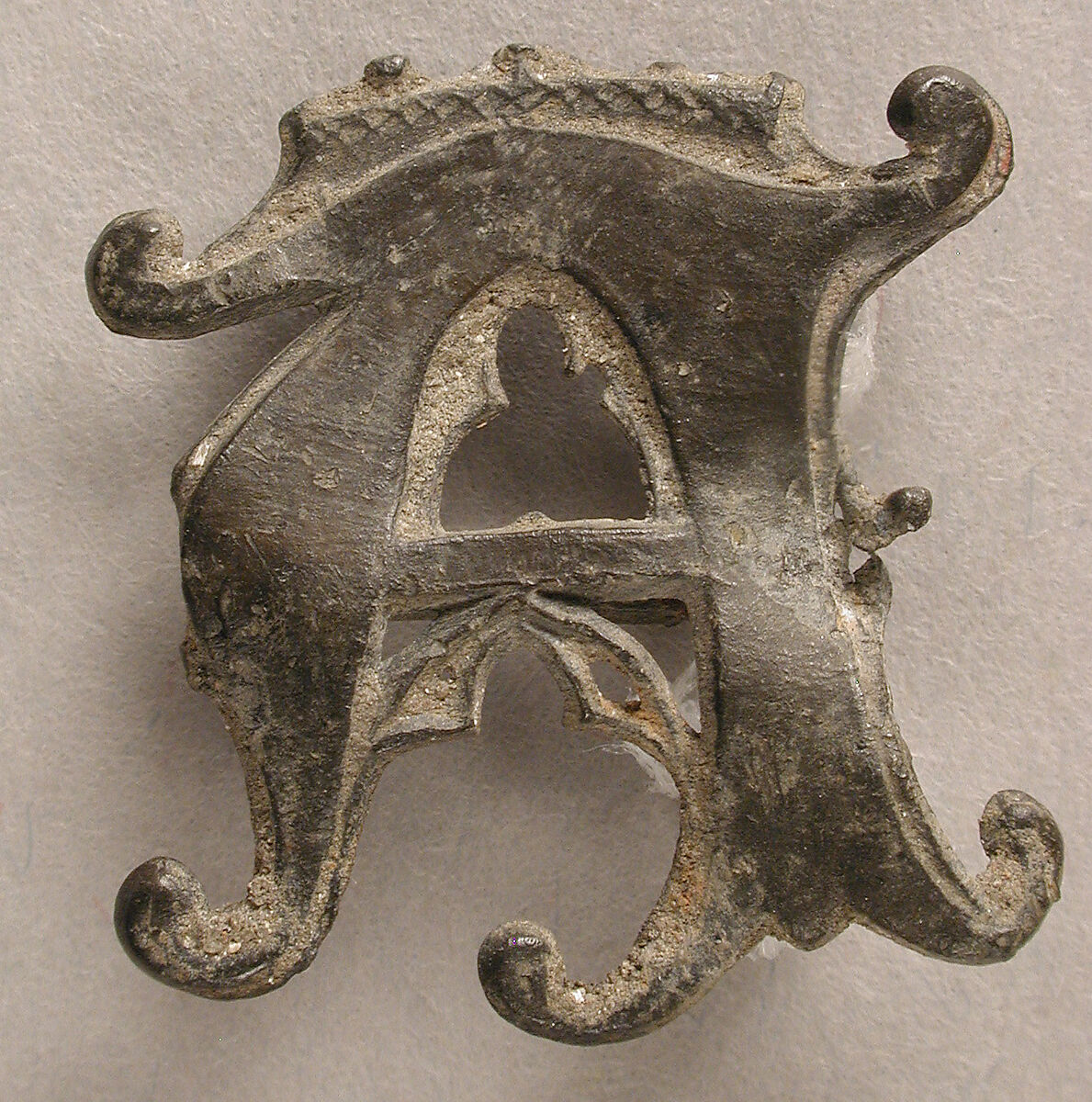 Badge with Crowned Letter A, Tin/lead alloy, British 