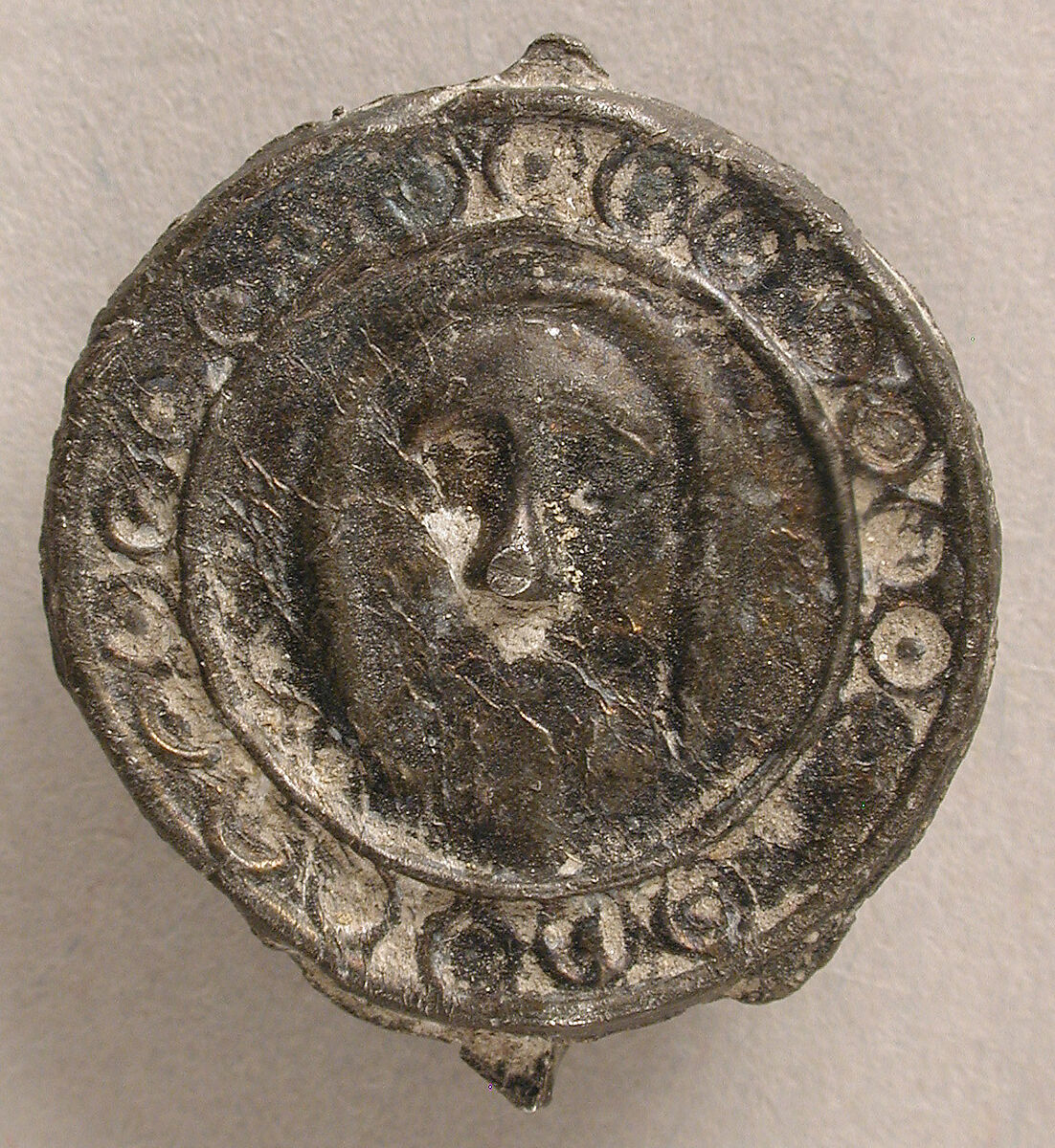 Badge with Head of Christ, Tin/lead alloy, British 