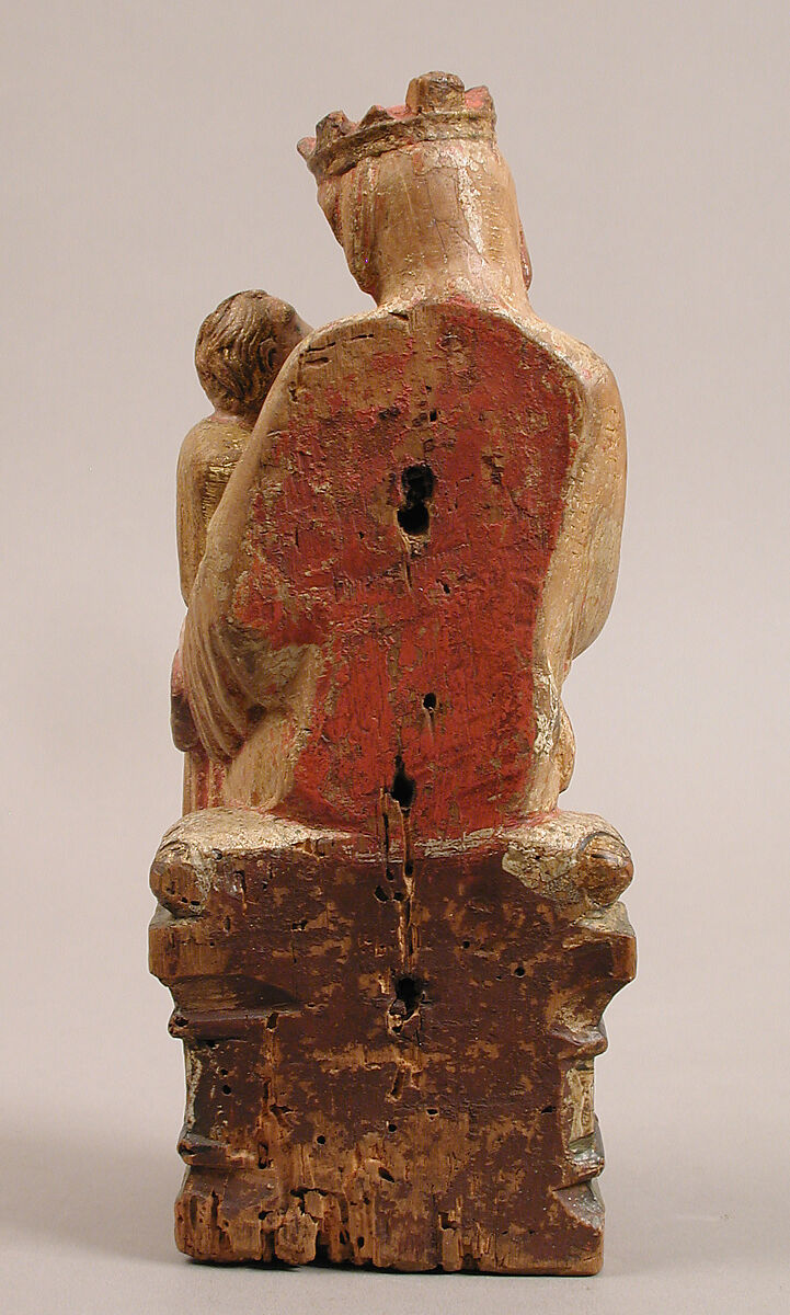 Enthroned Virgin and Child, Limewood with original paint and gilding, Mosan or Lower-Rhenish