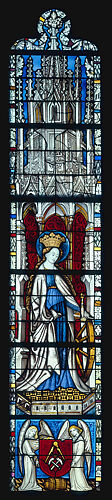 Saint Catherine with the Wheel and Sword, and with the Arms the Cooper’s Guild below (from a series with The Virgin Mary and Five Standing Saints)