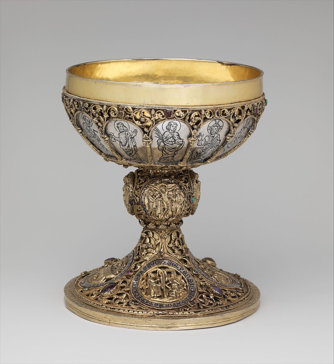 Chalice, Silver, gilded silver, niello, and jewels, German 