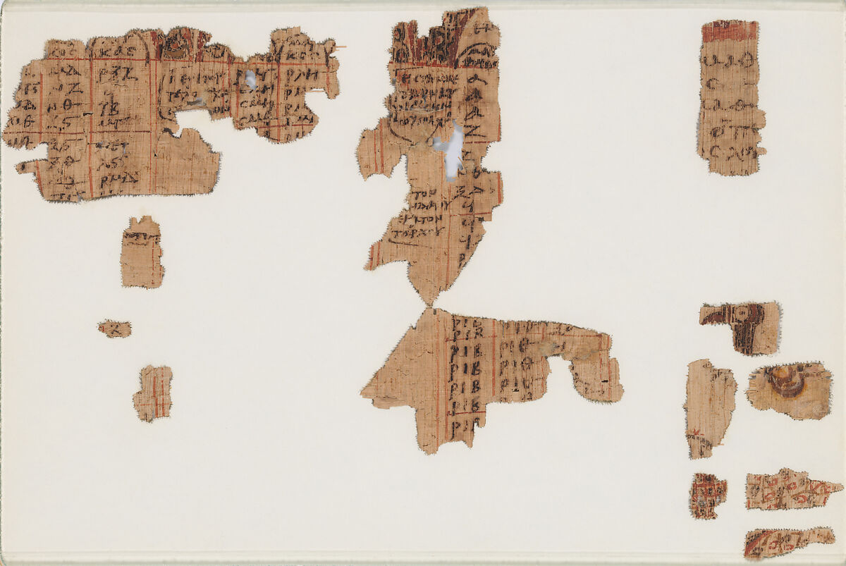 Papyrus Fragments of the Canon Tables, Papyrus and ink, Coptic 