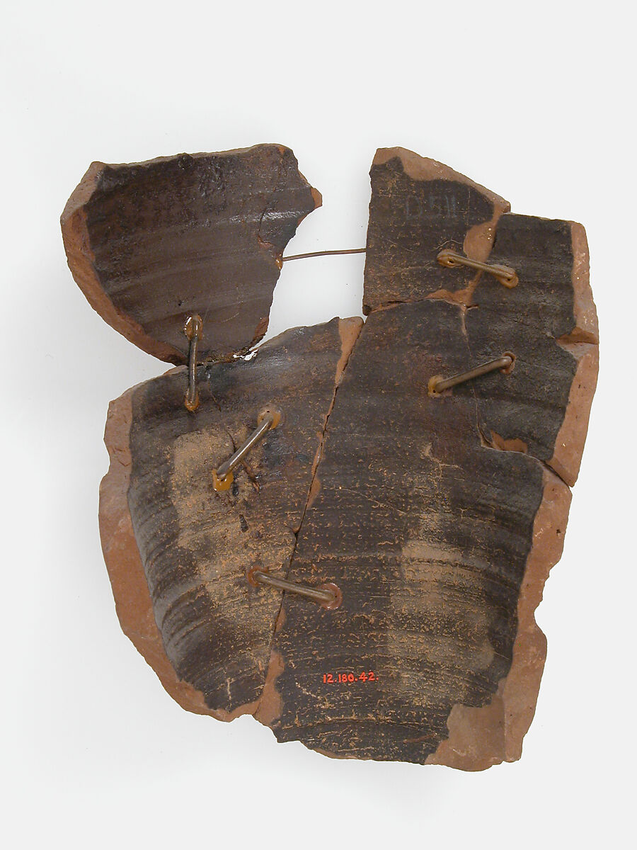 Ostrakon, Pottery fragment with ink inscription, Coptic