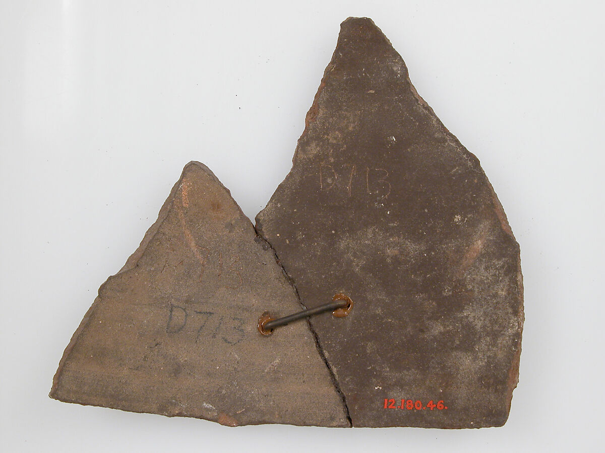 Ostrakon, Pottery fragment with ink inscription, Coptic