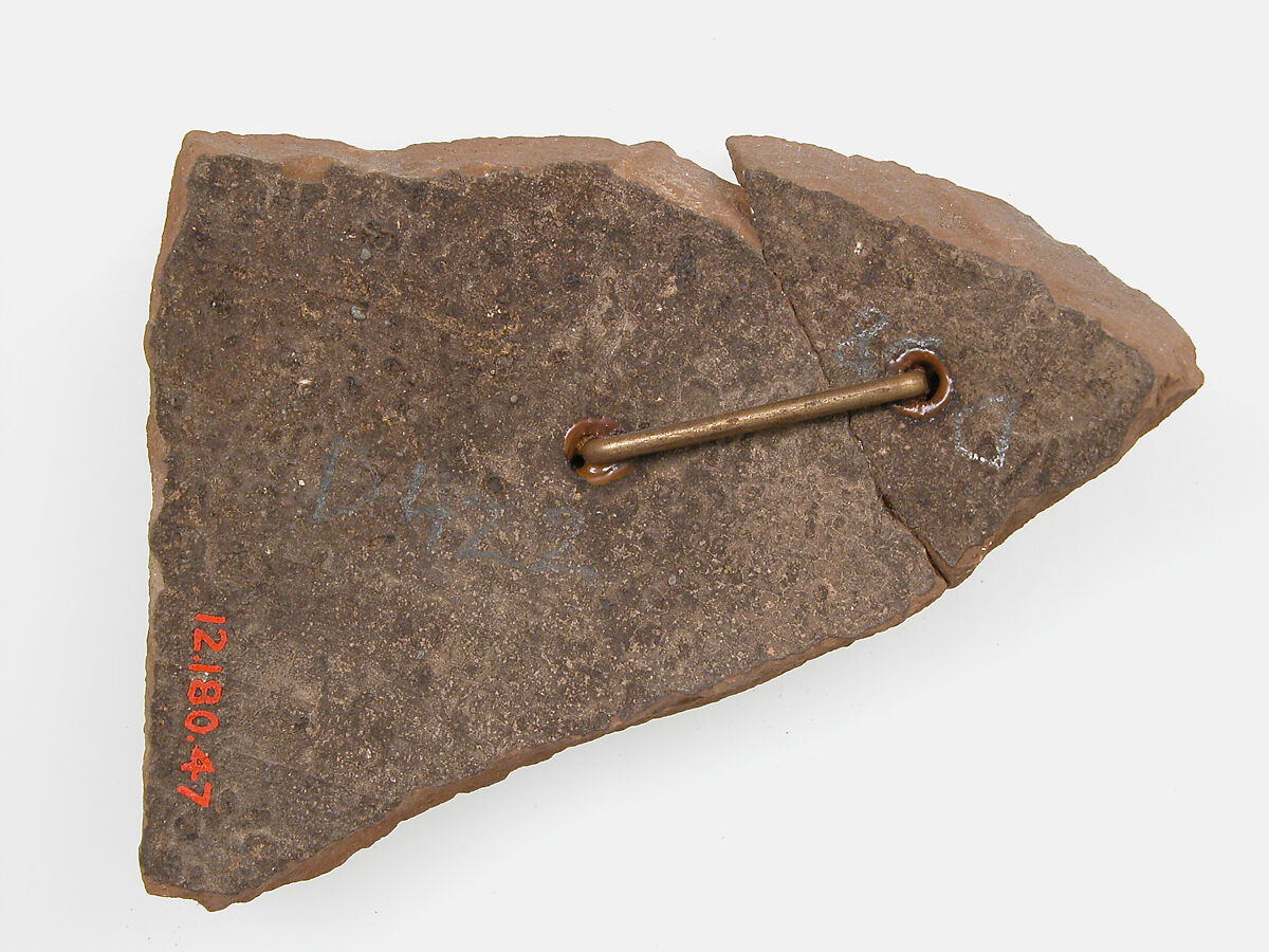 Ostrakon, Pottery fragment with ink inscription, Coptic