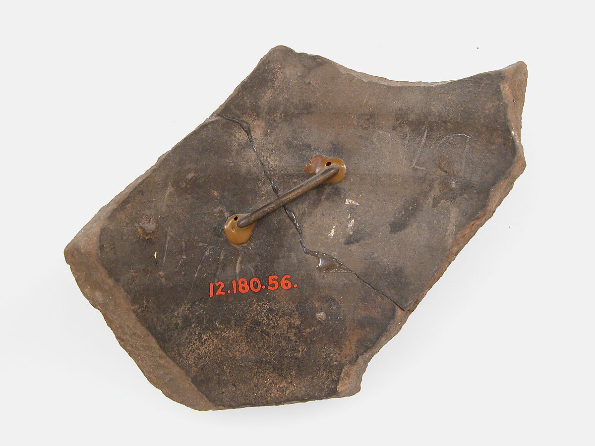 Ostrakon, Pottery fragment with ink inscription, Coptic