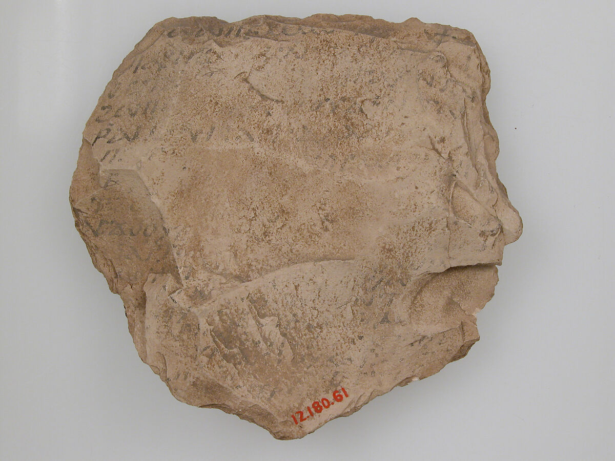 Ostrakon, Limestone with ink inscription, Coptic