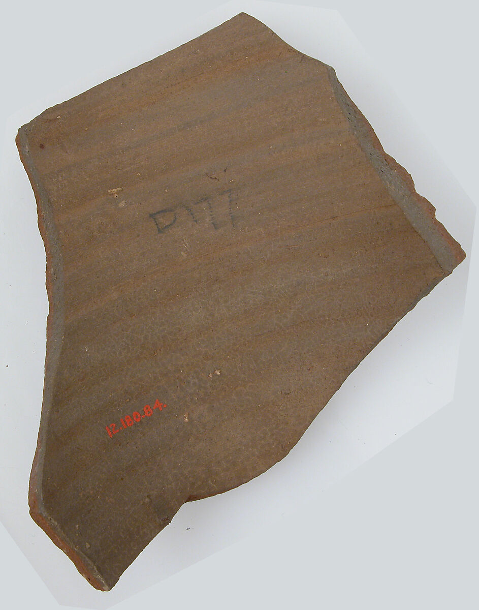 Ostrakon, Pottery fragment with ink inscription, Coptic