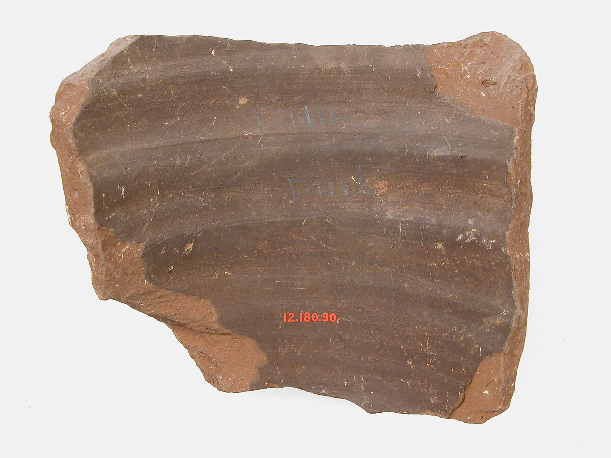 Ostrakon, Pottery fragment with ink inscription, Coptic