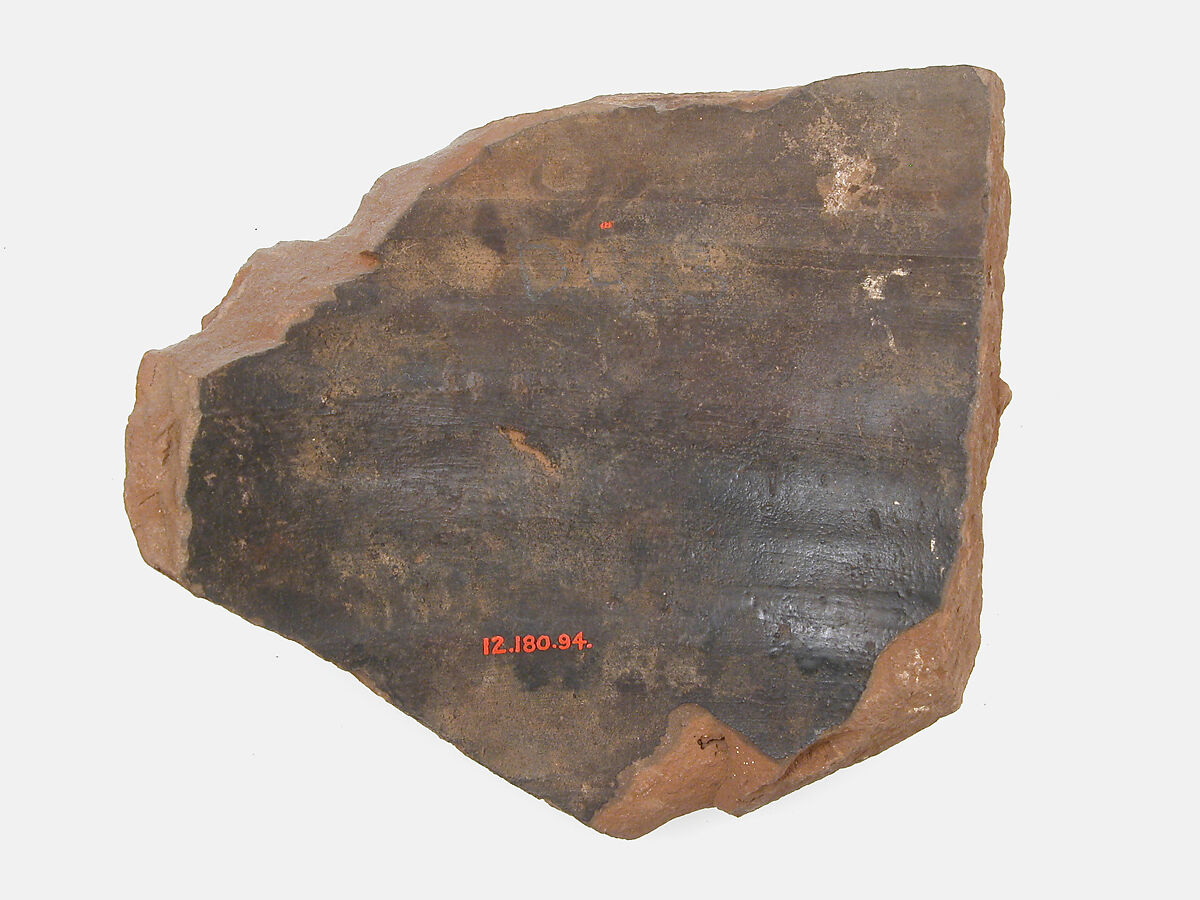 Ostrakon, Pottery fragment with ink inscription, Coptic
