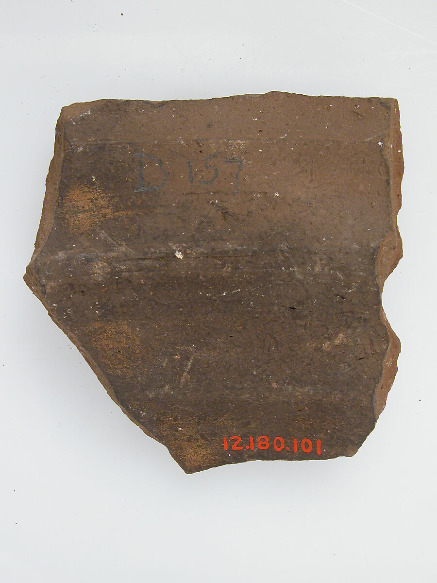 Ostrakon, Pottery fragment with ink inscription, Coptic
