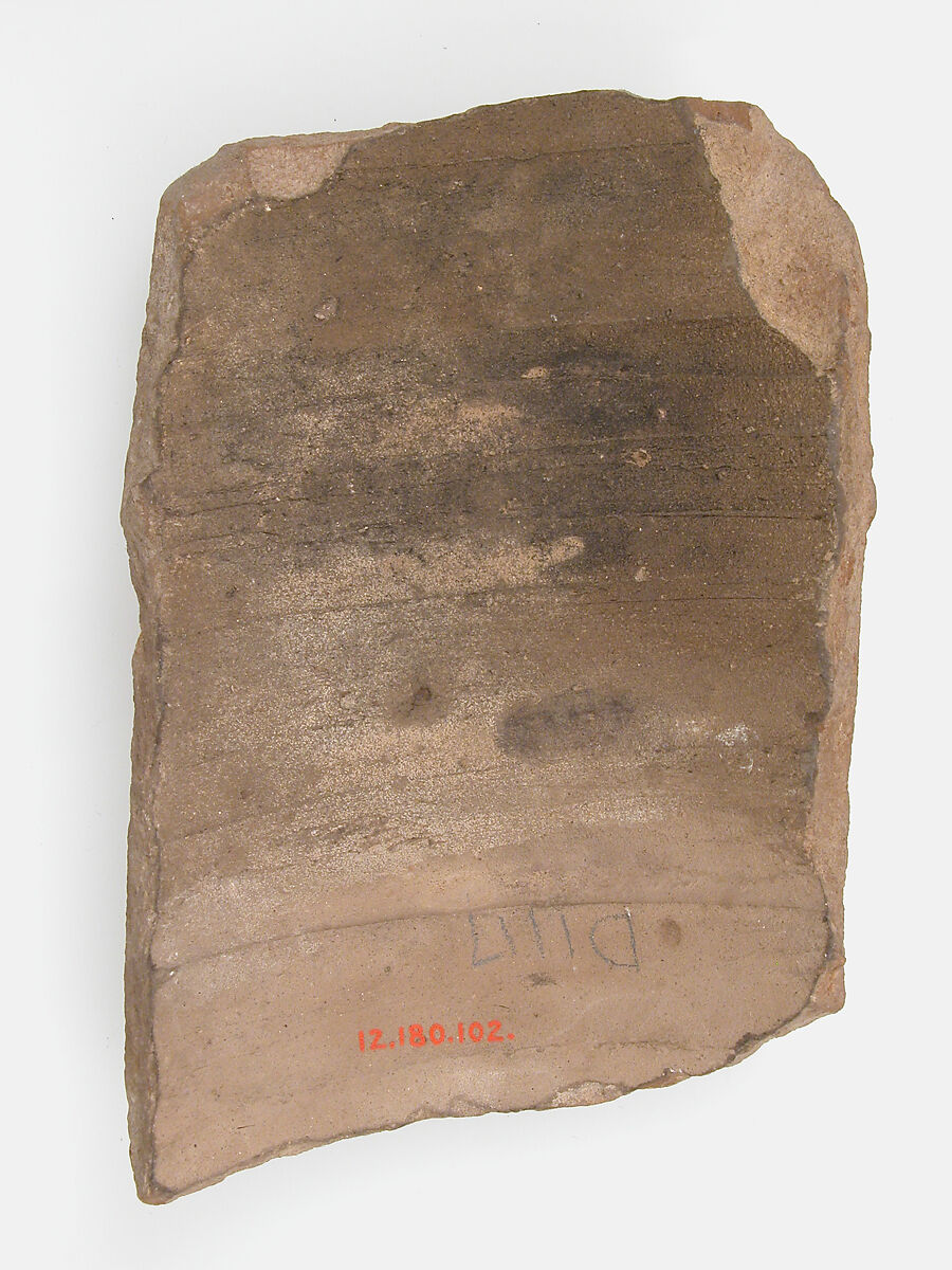 Ostrakon, Pottery fragment with ink inscription, Coptic