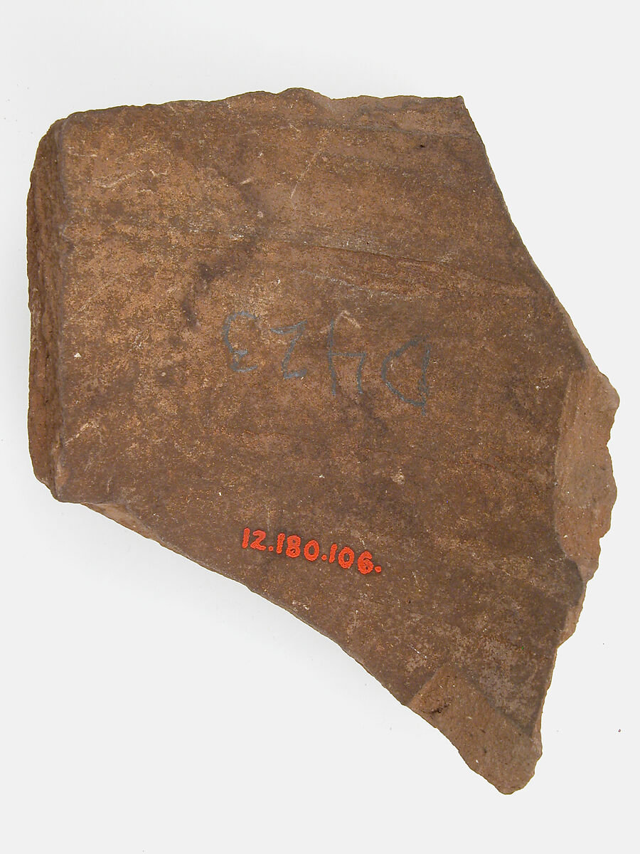 Ostrakon, Pottery fragment with ink inscription, Coptic