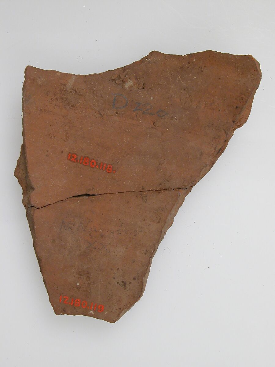 Ostrakon, Pottery fragment with ink inscription, Coptic