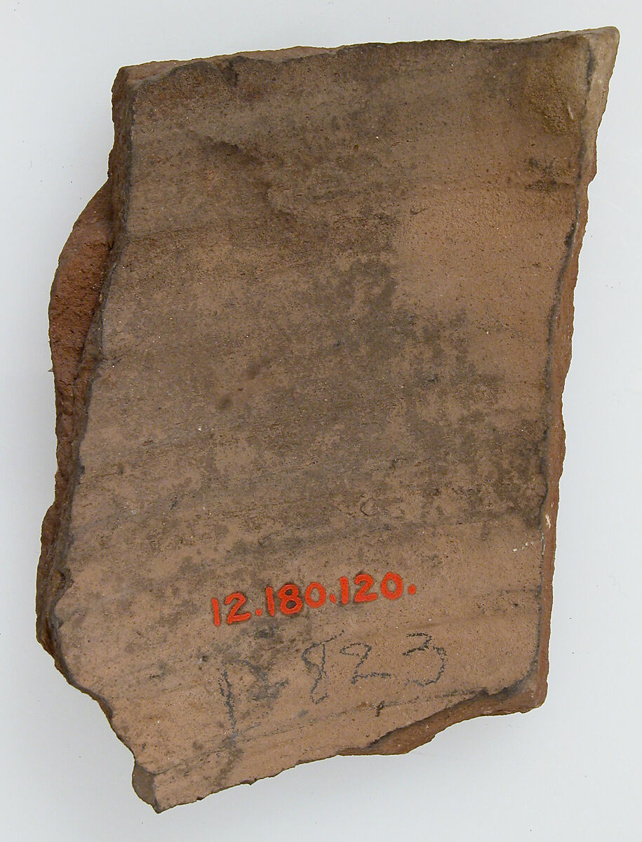 Ostrakon, Pottery fragment with ink inscription, Coptic