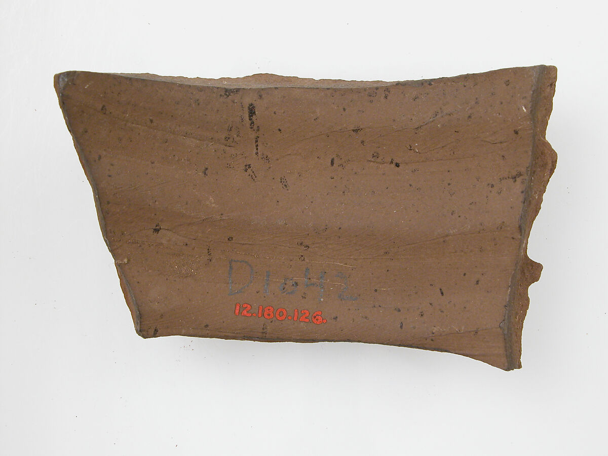Ostrakon, Pottery fragment with ink inscription, Coptic