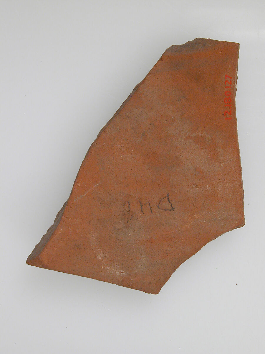Ostrakon, Pottery fragment with ink inscription, Coptic