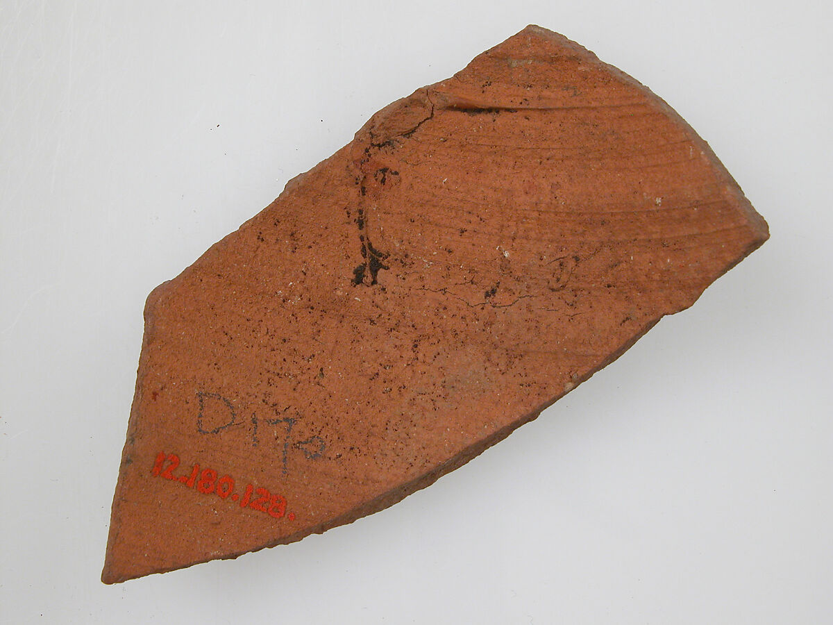 Ostrakon, Pottery fragment with ink inscription, Coptic