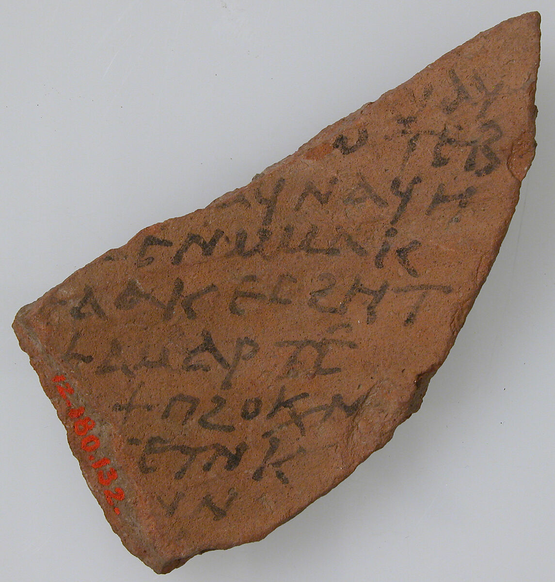 Ostrakon, Pottery fragment with ink inscription, Coptic