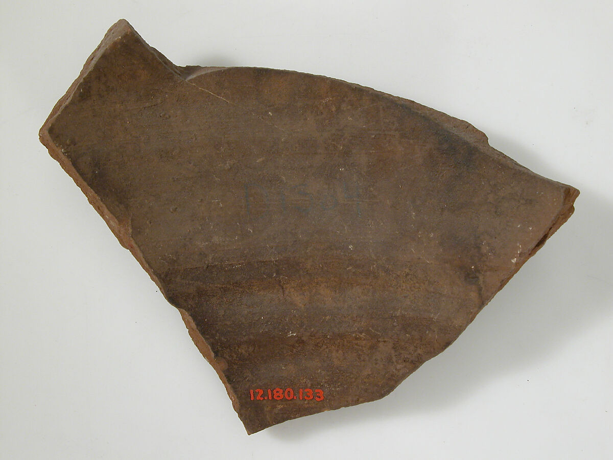 Ostrakon, Pottery fragment with ink inscription, Coptic