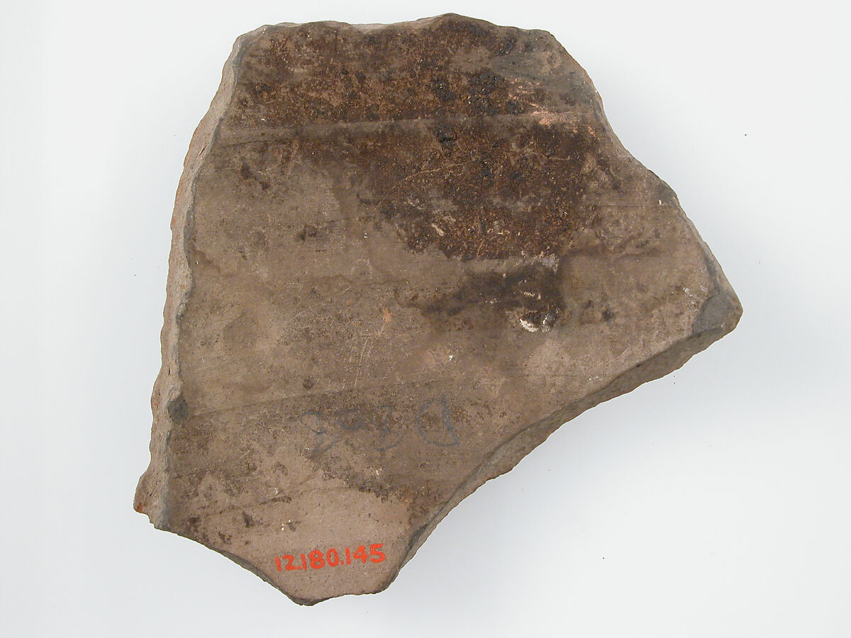Ostrakon, Pottery fragment with ink inscription, Coptic