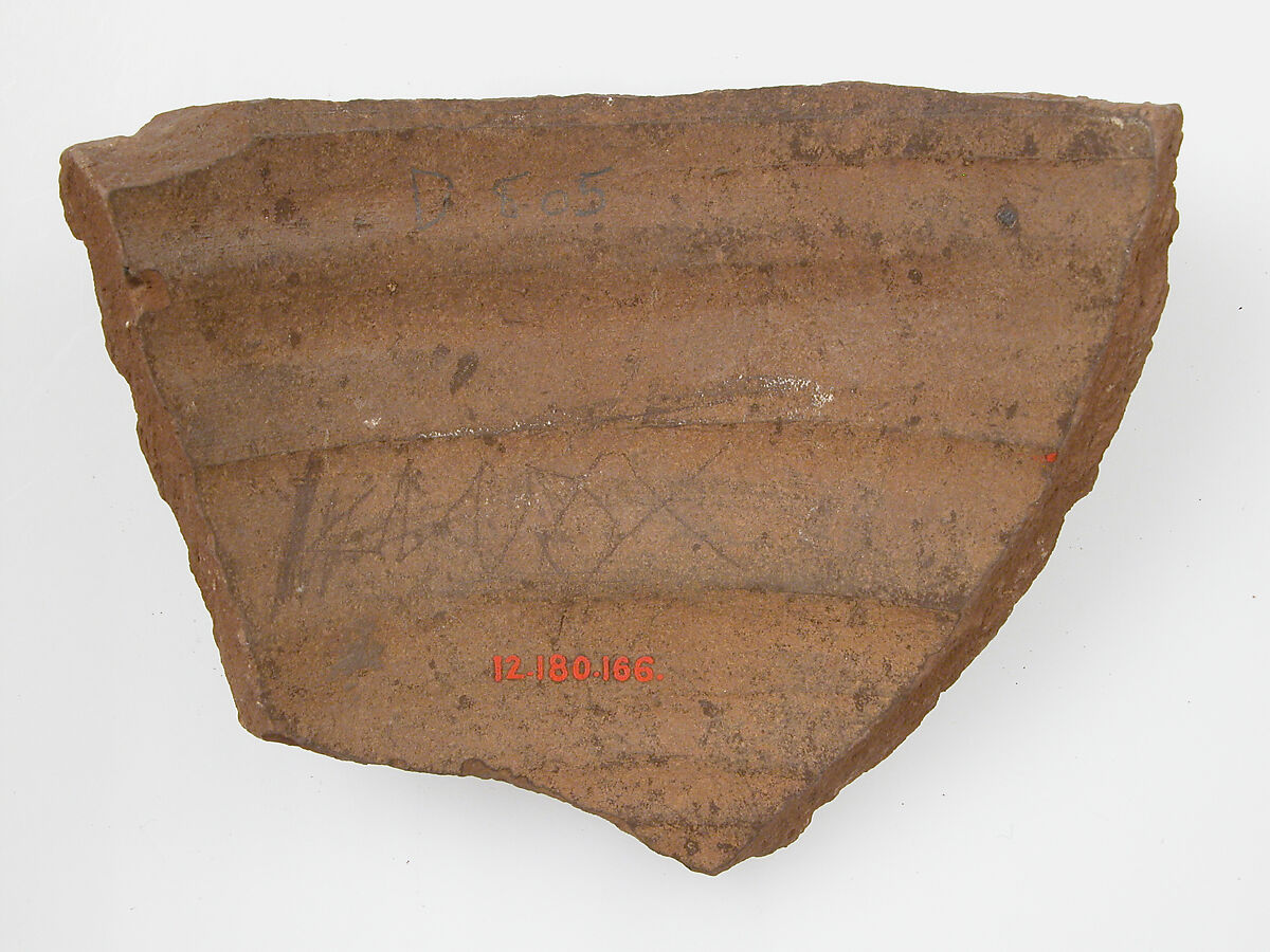 Ostrakon, Pottery fragment with ink inscription, Coptic