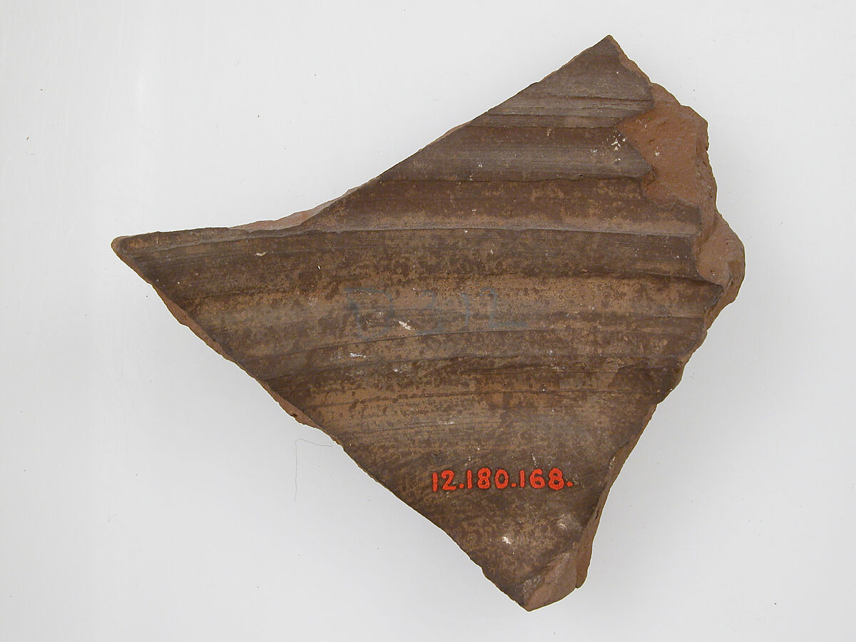 Ostrakon, Pottery fragment with ink inscription, Coptic