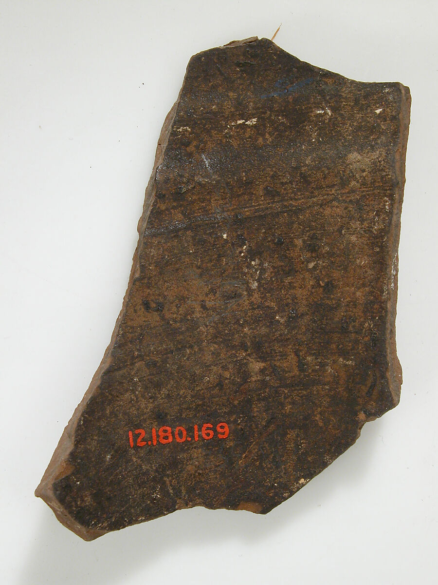 Ostrakon, Pottery fragment with ink inscription, Coptic