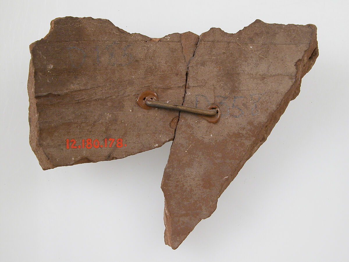 Ostrakon, Pottery fragment with ink inscription, Coptic