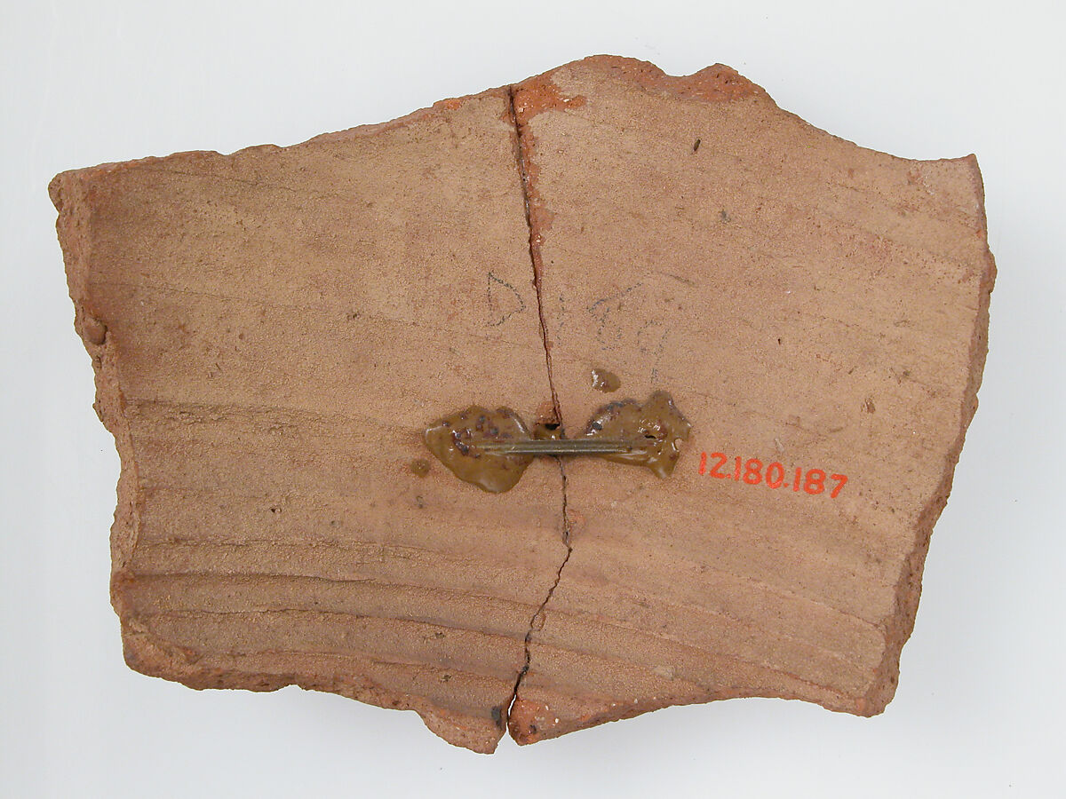 Ostrakon, Pottery fragment with ink inscription, Coptic