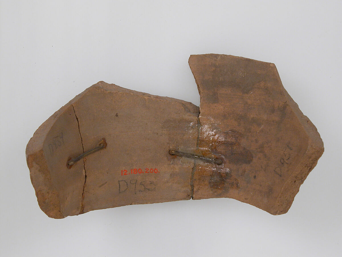 Ostrakon, Pottery fragment with ink inscription, Coptic