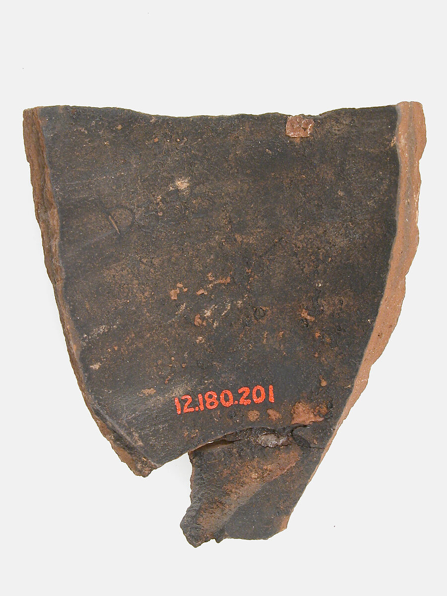 Ostrakon, Pottery fragment with ink inscription, Coptic