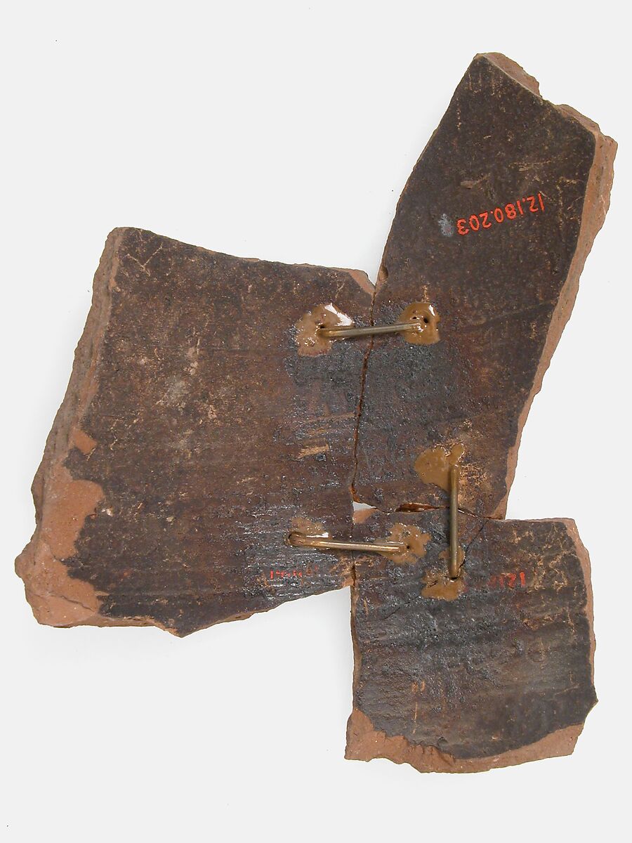 Ostrakon, Pottery fragment with ink inscription, Coptic