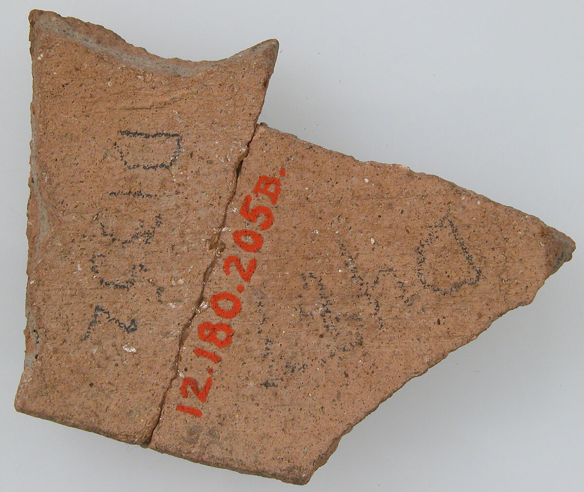 Ostrakon, Pottery fragment with ink inscription, Coptic